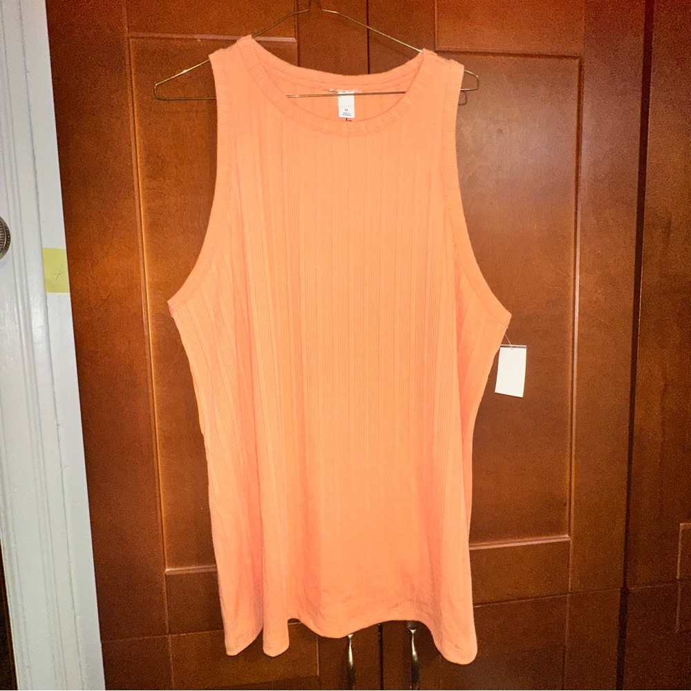 Ribbed long high neck tank bum covering
